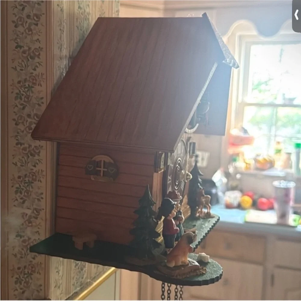 Authentic vintage Black Forest cuckoo clock traditional chalet style